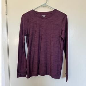 Bombas Women's Merino Wool Crew Neck Long Sleeve in Cranberry Size Small